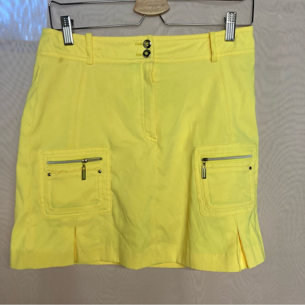 Jamie Sadock neon yellow mini skirt with pockets
